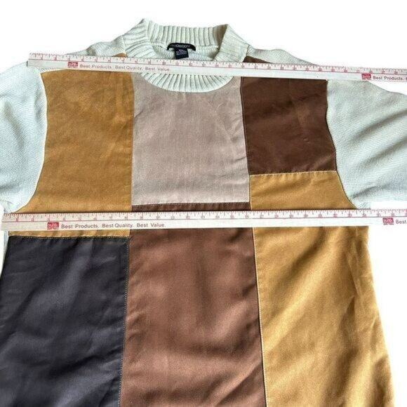 Godbody Sweater Mens X-Large Suede Patchwork Knit Baggy Pullover Y2K Street Wear - Picture 4 of 8